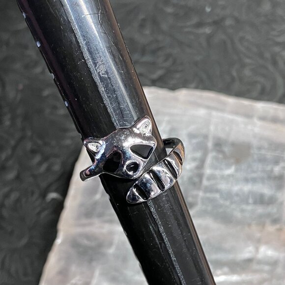 Cute Trash Panda Raccoon Adjustable Ring - Picture 3 of 5